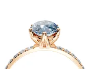 Solitaire Engagement Ring Setting for Fancy Blue Marquise Center with Fine Pave Accents and Prong Head in Rose Gold