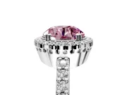 Halo Engagement Ring Setting for Fancy Pink Round Cut Center with Inner Milgrain Border and Prong Head in Platinum