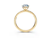 Hidden Halo Engagement Ring Setting for Fancy Blue Pear-Shaped Center with Pave Band and Prong Head in Yellow Gold