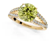 Solitaire Engagement Ring Setting for Fancy Yellow Round Cut Center with Pave Split Shank and Prong Head in Yellow Gold