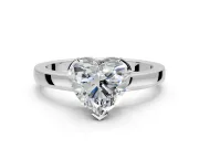 Solitaire Engagement Ring Setting for Heart-Shaped Center with Plain Band and Flat Tab Prong Head in White Gold