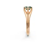 Solitaire Engagement Ring Setting for Fancy Green Asscher Cut Center with Milgrain Cathedral Band and Prong Head in Rose Gold