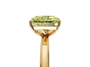 Low-Set Solitaire Engagement Ring Setting for Fancy Yellow Radiant Cut Center with Thin Plain Band and Prong Head in Yellow Gold