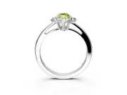 3 Stone Engagement Ring Setting for Fancy Yellow Marquise Center with Low-Set Round Cut Accents and Prong Head in Platinum