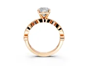 Solitaire Engagement Ring Setting for Cushion Cut Center with Milgrain Bezel Accents and Prong Head in Rose Gold