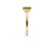 Solitaire Engagement Ring Setting for Fancy Yellow Emerald Cut Center with Narrow Cathedral Band and Prong Head in Yellow Gold