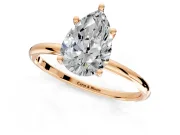 Solitaire Engagement Ring Setting for Pear-Shaped Center with Straight Thin Band and Prong Head in Rose Gold
