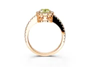 Accent Halo Engagement Ring Setting for Fancy Yellow Oval Center with Full-Length Pave Band and Prong Head in Rose Gold
