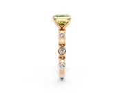 Solitaire Engagement Ring Setting for Fancy Yellow Asscher Cut Center with Beaded Bezel Station Band and Prong Head in Rose Gold