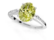 Solitaire Engagement Ring Setting for Fancy Yellow Oval Center with Channel Accents and Prong Head in Platinum