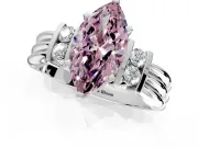 Solitaire Engagement Ring Setting for Fancy Pink Marquise Center with Grooved Bar Accent Band and Prong Head in Platinum