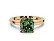 Solitaire Engagement Ring Setting for Fancy Green Cushion Cut Center with Basket Rail and Prong Head in Yellow Gold