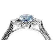 Milgrain Halo Engagement Ring Setting for Fancy Blue Pear-Shaped Center with Bezel Point Accents and Prong Head in White Gold