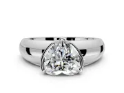 Tension Engagement Ring Setting for Heart-Shaped Center with Wide Flat Band and Tension Head in Sterling Silver