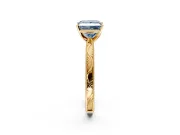 Solitaire Engagement Ring Setting for Fancy Blue Princess Cut Center with Engraved Milgrain Band and Prong Head in Yellow Gold