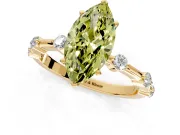 Solitaire Engagement Ring Setting for Fancy Yellow Marquise Center with Bezel Station Band and Prong Head in Yellow Gold