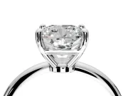 Minimalist Solitaire Engagement Ring Setting for Cushion Cut Center with Thin Band and Prong Head in White Gold