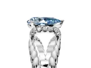 Halo Engagement Ring Setting for Fancy Blue Pear-Shaped Center with Rope Twist Split Shank and Prong Head in Sterling Silver