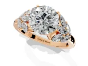 Leaf Cluster Engagement Ring Setting for Round Cut Center with Marquise Accents and Prong Head in Rose Gold