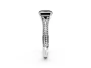 Solitaire Engagement Ring Setting for Fancy Black Princess Cut Center with Pave Rail Split Shank and Prong Head in White Gold