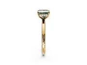Hidden Halo Engagement Ring Setting for Fancy Green Princess Cut Center with Thin Rounded Band and Prong Head in Yellow Gold