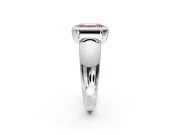 Solitaire Engagement Ring Setting for Fancy Pink Emerald Cut Center with Wide Band and Bezel Head in White Gold