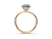 Solitaire Engagement Ring Setting for Fancy Blue Princess Cut Center with Plain Band, Open Basket and Prong Head in Rose Gold