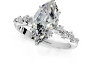Cluster Engagement Ring Setting for Marquise Center with Round Cut Accent Band and Prong Head in Platinum
