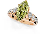 Solitaire Engagement Ring Setting for Fancy Yellow Marquise Center with Graduated Shared Prongs and Prong Head in Rose Gold