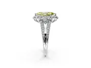 Halo Engagement Ring Setting for Fancy Yellow Marquise Center with Two-Strand Split Shank and Prong Head in Sterling Silver