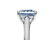 Solitaire Engagement Ring Setting for Fancy Blue Princess Cut Center with Cathedral Band and Prong Head in Sterling Silver