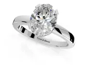 Solitaire Engagement Ring Setting for Oval Center with Plain Band and Flat Tab Prong Head in Platinum