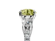 3 Stone Engagement Ring Setting for Fancy Yellow Round Cut Center with Crossover Basket, Pave Band and Prong Head in Sterling Silver