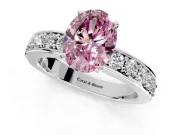 Solitaire Engagement Ring Setting for Fancy Pink Oval Center with Channel-Set Accents and Prong Head in Platinum