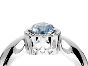 Halo Engagement Ring Setting for Fancy Blue Pear-Shaped Center with Tapered Plain Band and Prong Head in Sterling Silver
