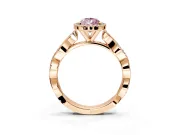 Halo Engagement Ring Setting for Fancy Pink Pear-Shaped Center with Pave and Plain Twist Band and Prong Head in Rose Gold
