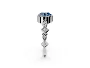 Milgrain Bezel Engagement Ring Setting for Fancy Blue Round Cut Center with Marquise Stations and Bezel Head in Platinum