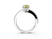 Solitaire Engagement Ring Setting for Fancy Yellow Oval Center with Single Row Accent Band and Prong Head in Sterling Silver