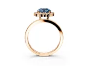 Halo Engagement Ring Setting for Fancy Blue Round Cut Center with Thin Plain Band and Prong Head in Rose Gold