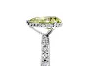 Hidden Halo Engagement Ring Setting for Fancy Yellow Pear-Shaped Center with Pave Band and Prong Head in Platinum