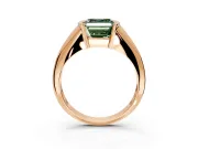 Tension Engagement Ring Setting for Fancy Green Asscher Cut Center with Wide Tapered Band and Tension Head in Rose Gold