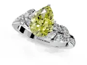 Solitaire Engagement Ring Setting for Fancy Yellow Pear-Shaped Center with Marquise Accent Twist Band and Prong Head in Platinum