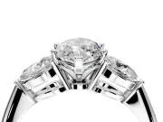 3 Stone Engagement Ring Setting for Marquise Center with Large Pear-Shaped Accents and Prong Head in Sterling Silver