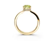 Hidden Halo Engagement Ring Setting for Fancy Yellow Cushion Cut Center with Wide Flat Plain Band and Prong Head in Yellow Gold