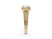 Solitaire Engagement Ring Setting for Princess Cut Center with Accented Split Shank and Prong Head in Yellow Gold