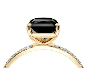 Solitaire Engagement Ring Setting for Fancy Black Radiant Cut Center with Pave Accents and Prong Head in Yellow Gold
