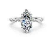 Solitaire Engagement Ring Setting for Marquise Center with Bezel Station Band and Prong Head in Platinum