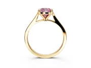 Solitaire Engagement Ring Setting for Fancy Pink Cushion Cut Center with Tapered Shoulders and Prong Head in Yellow Gold