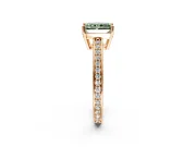 Solitaire Engagement Ring Setting for Fancy Green Radiant Cut Center with Channel-Set Accent Band and Prong Head in Rose Gold