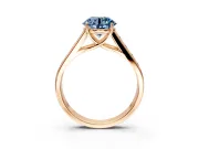 Solitaire Engagement Ring Setting for Fancy Blue Round Cut Center with Cathedral Channel Band and Prong Head in Rose Gold